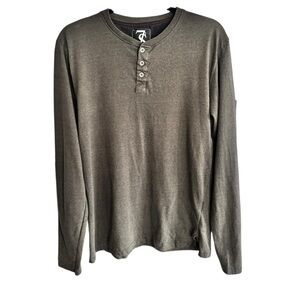 Seven Souls Long Sleeve Henley Tee M Vintage Wash Earth Tone Casual Soft Grunge